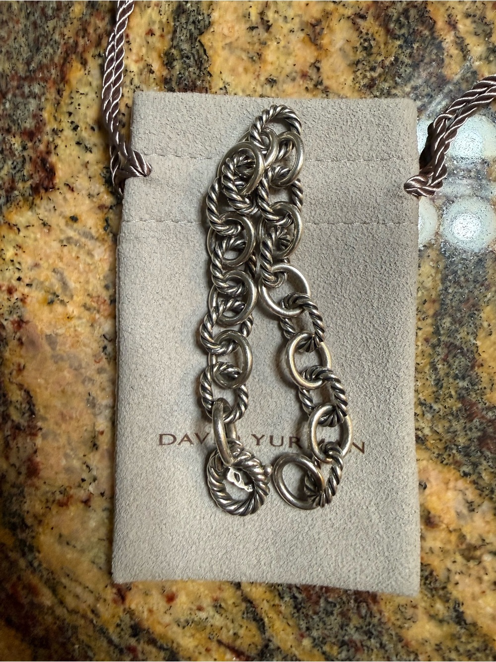 David Yurman Authentic Sterling Silver Oval Cable Link Chain Bracelet 7” EUC